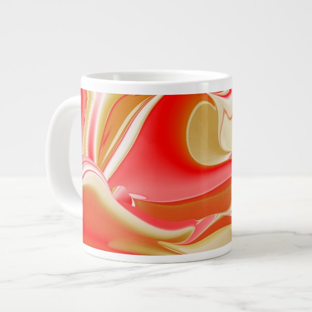 Love and Gold Abstract 3D Rainbowart Large Coffee Mug (Front Left)