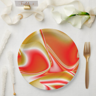 Love and Gold Abstract 3D Rainbowart Paper Plate