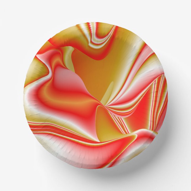Love and Gold Abstract 3D Rainbowart Paper Plate (Front)