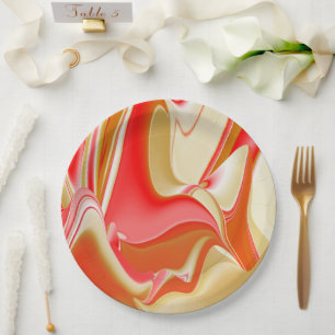 Love and Gold Abstract 3D Rainbowart Paper Plate
