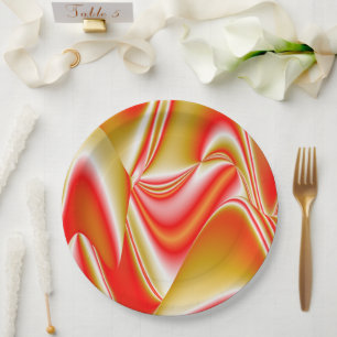 Love and Gold Abstract 3D Rainbowart Paper Plate