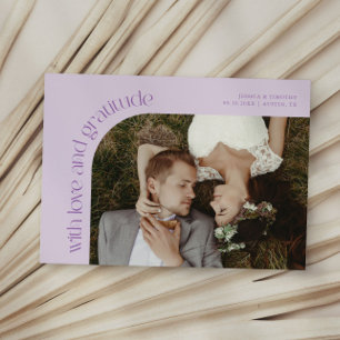 Love and Gratitude Lilac Wedding Photo Thank You Card