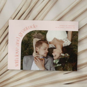 Love and Gratitude Peach Wedding Photo Thank You Card