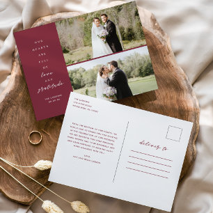 Love and Gratitude Photo Wedding Thank You Postcard