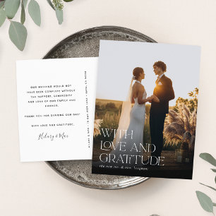 Love and Gratitude   Wedding Photo Thank You Postcard