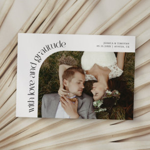 Love and Gratitude White Wedding Photo Thank You Card
