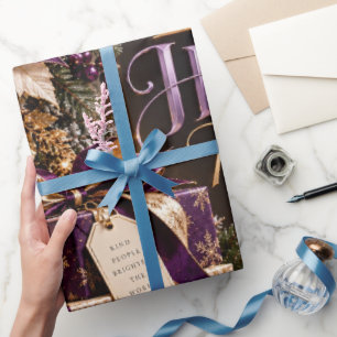 Love and Happiness Plum Christmas Wrapping Paper