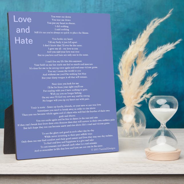 Love and Hate Poem Plaque (Side)