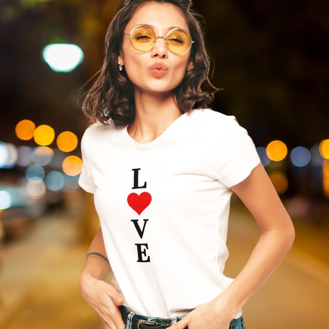 LOVE and Heart Elegant Minimalist T-Shirt (Creator Uploaded)