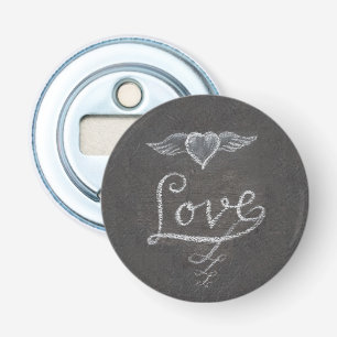 Love and Heart in Chalk Chalkboard Bottle Opener