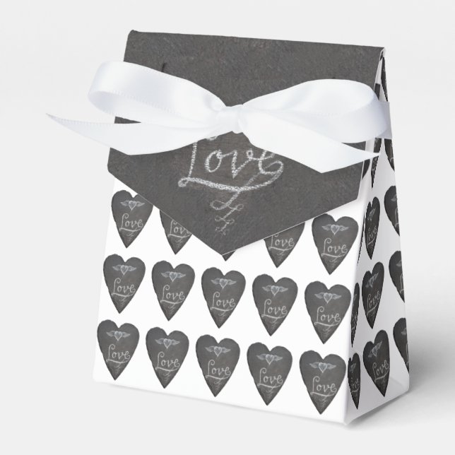 Love and Heart in Chalk Chalkboard Favour Box (Front Side)
