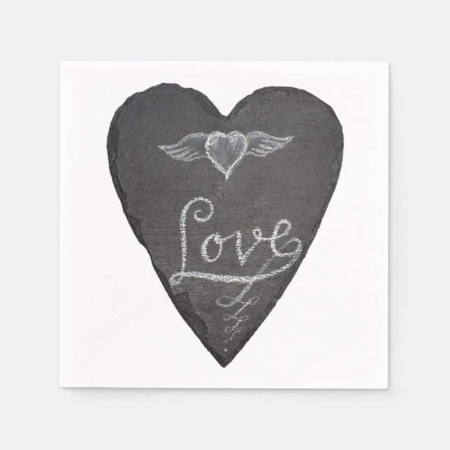 Love and Heart in Chalk Chalkboard Napkin (Front)
