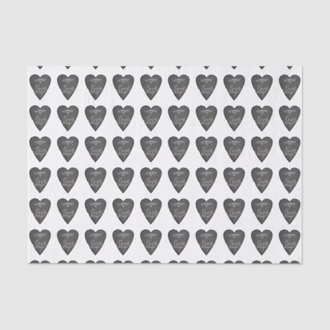 Love and Heart in Chalk Chalkboard Pattern Tissue Paper (Front)