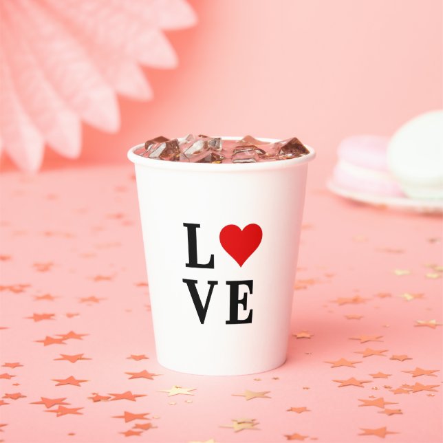 LOVE and Heart Minimalist Elegant Paper Cups (Insitu)