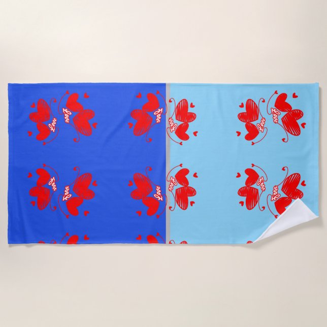 Love and Heart Romantic Design Beach Towel (Front)