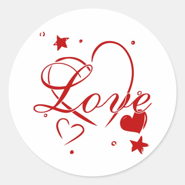 Love and Hearts Classic Round Sticker (Front)