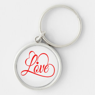 Love And Hearts Red & White Wedding Key Ring