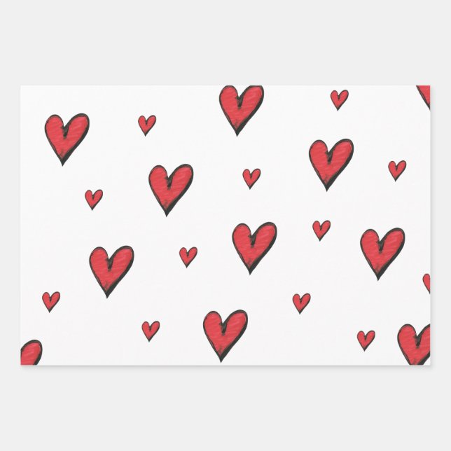 Love and Hearts Wrapping Paper Sheet (Front)