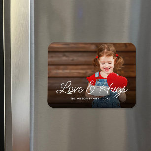 Love and Hugs Valentine's Day Photo Overlay Magnet