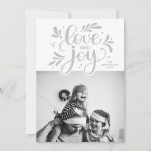 Love and Joy. Christmas script calligraphy winter  Holiday Card