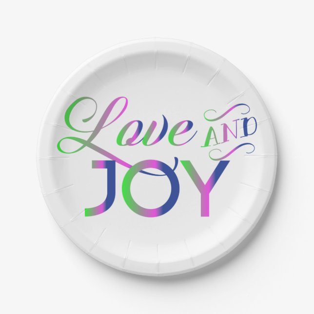 Love And Joy Colourful Paper Plate (Front)