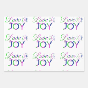 Love And Joy Colourful Wrapping Paper Sheet