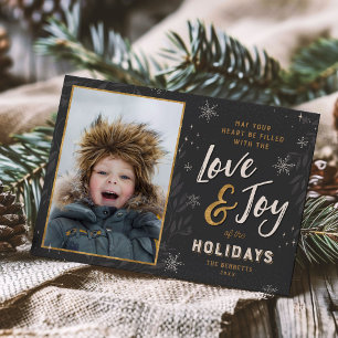 Love and Joy Faux Foil Photo Holiday Card