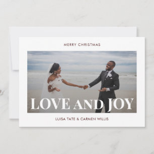 Love and Joy   Modern Minimalist Two Photo Holiday Card