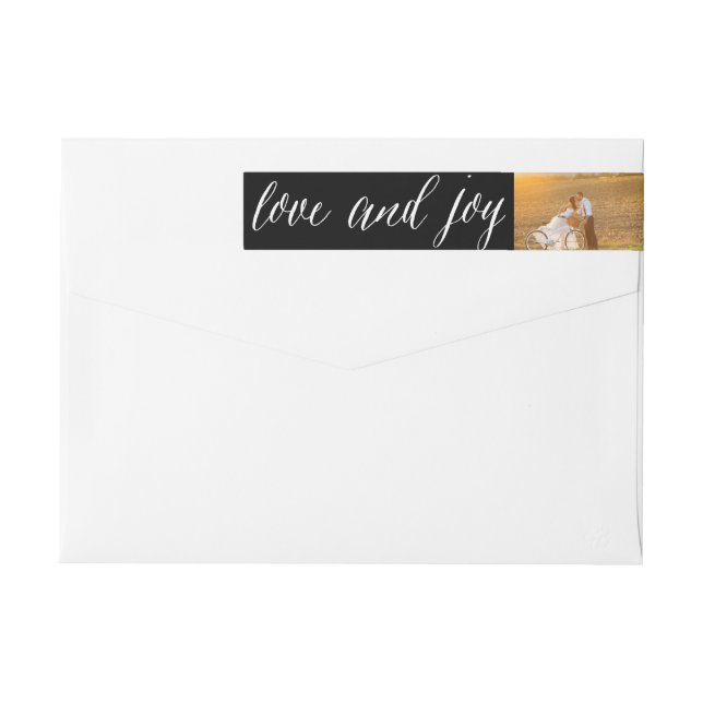 Love And Joy Mr & Mrs 1st Christmas Photo Wedding Wrap Around Label (Back)