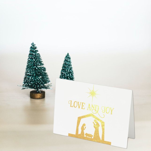 Love and Joy Nativity with Star Elegant Christmas Foil Card (Creator Uploaded)