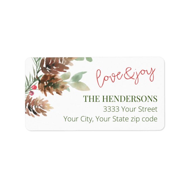 Love and Joy Pinecone Christmas Return  Label (Front)