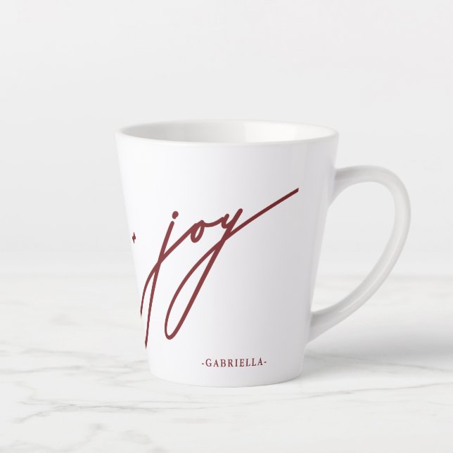 Love and Joy Script Red Name Christmas Holiday Latte Mug (Right)