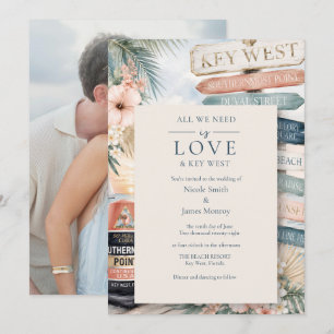 Love and Key West Photo Wedding  Invitation