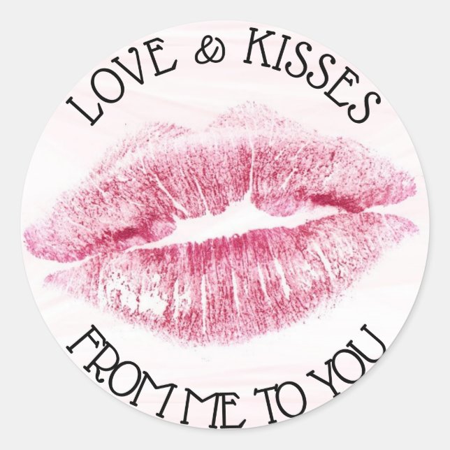 Love and Kisses from Me to You Romantic Sticker (Front)