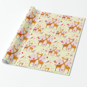 Love and Kisses Giraffes Wrapping Paper