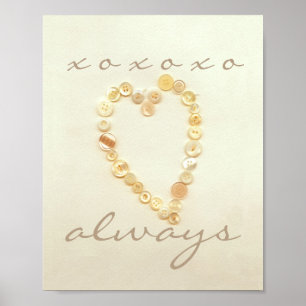 love and kisses heart poster vintage style art