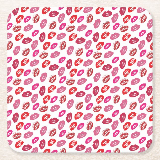 Love And Kisses Square Paper Coaster (Front)