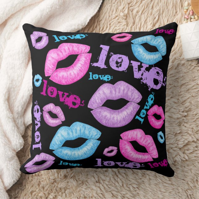 Love and Kisses Throw Pillow (Blanket)