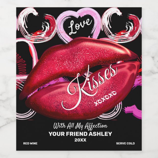 Love and Kisses Wine Label (Single Label)