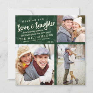 Love and Laughter Holiday Photo Card / Green