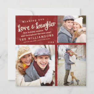 Love and Laughter Holiday Photo Card / Red
