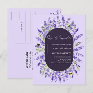 Love and Lavender Budget Bridal Shower Invite Postcard