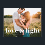 Love and Light Bold Typography Hanukkah Photo Holiday Postcard<br><div class="desc">Love and Light! Send Hanukkah wishes to family and friends with this customisable Hanukkah postcard. It features bold typography. Personalise by adding names and a photo. This calligraphy Happy Hanukkah postcard is available on other cardstock.</div>