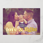 Love and Light Hanukkah<br><div class="desc">This modern Hanukkah card features the words love & light in real foil over a full bleed photo. The back has a striped pattern.</div>