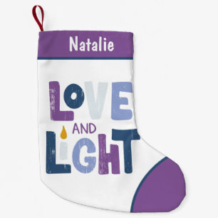 Love And Light Hanukkah Chanukah Personalised Name Small Christmas Stocking