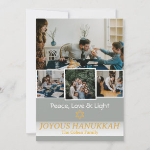 Love and Light   Hanukkah family photo Collage Holiday Card