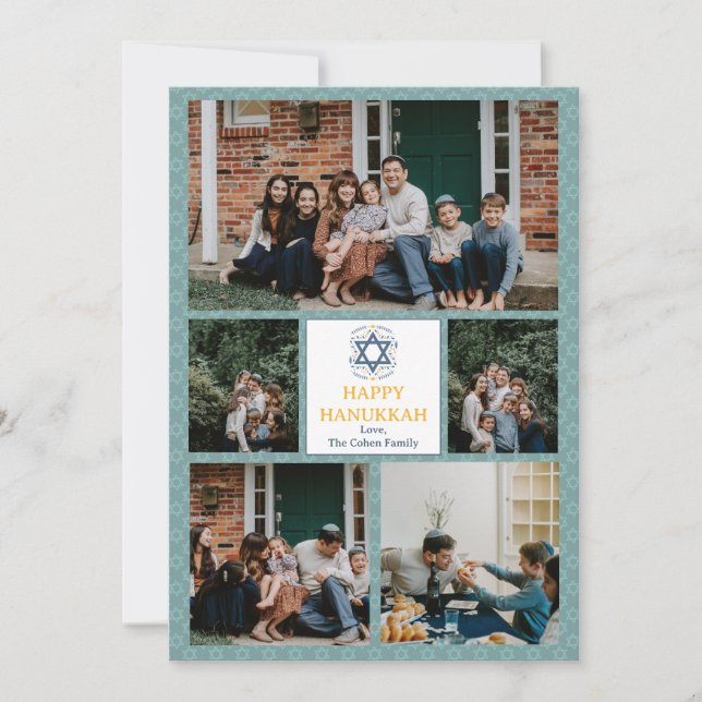 Love and Light | Hanukkah family photo collage Holiday Card (Front)