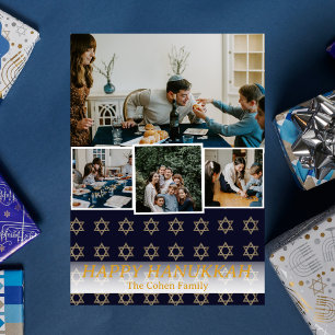 Love and Light   Hanukkah family photo Collage Holiday Card