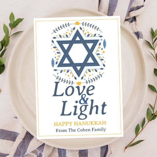 Love and Light | Hanukkah family photo collage  Holiday Card (Creator Uploaded)