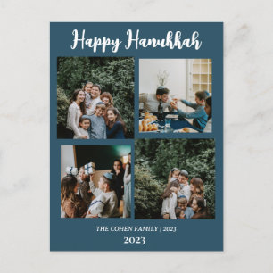 Love and Light Hanukkah family photo collage Holiday Postcard